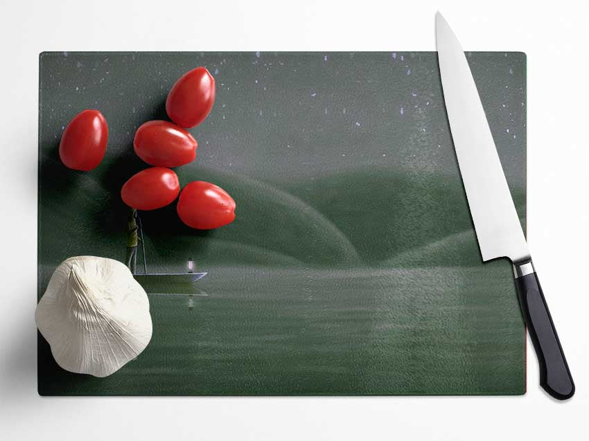 Paddling Through The River Glass Chopping Board