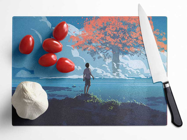 The River To The Tree Glass Chopping Board