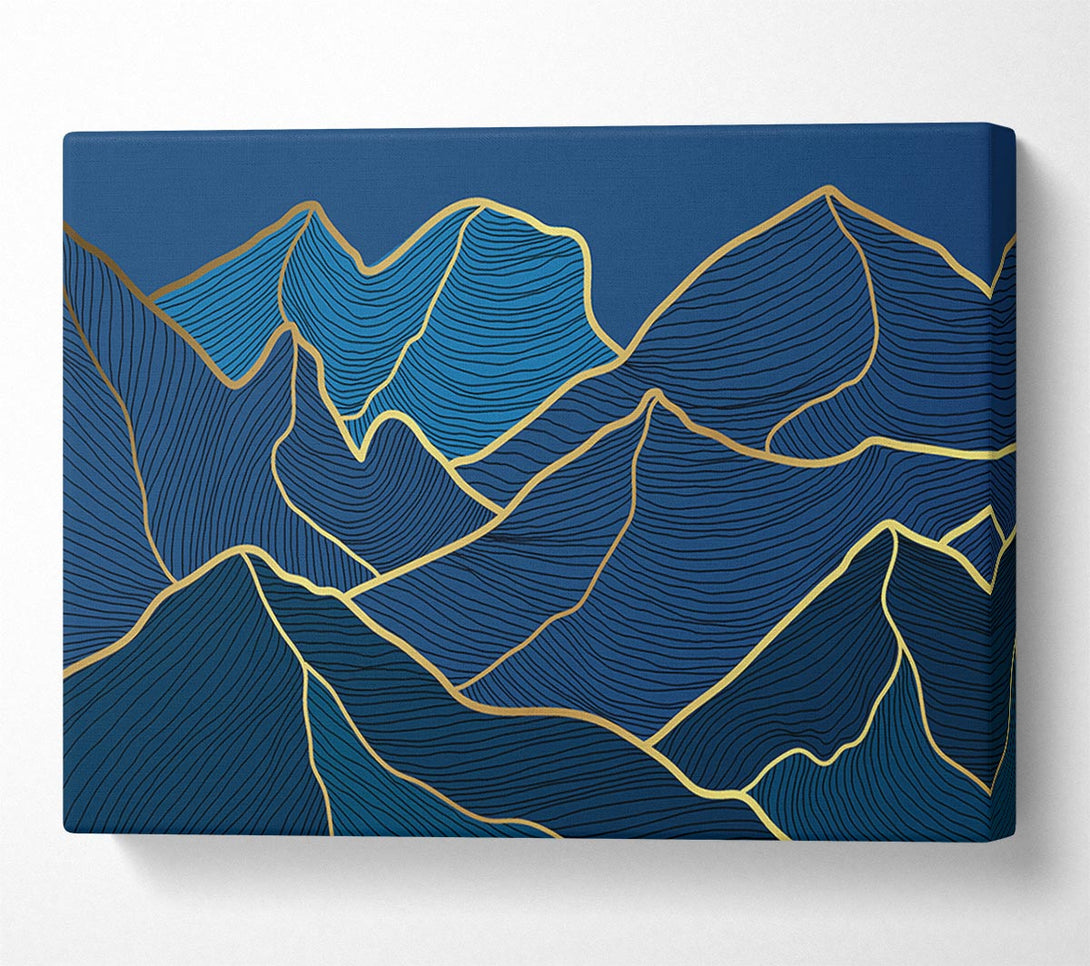 Picture of Gold Mountains On Blue Canvas Print Wall Art