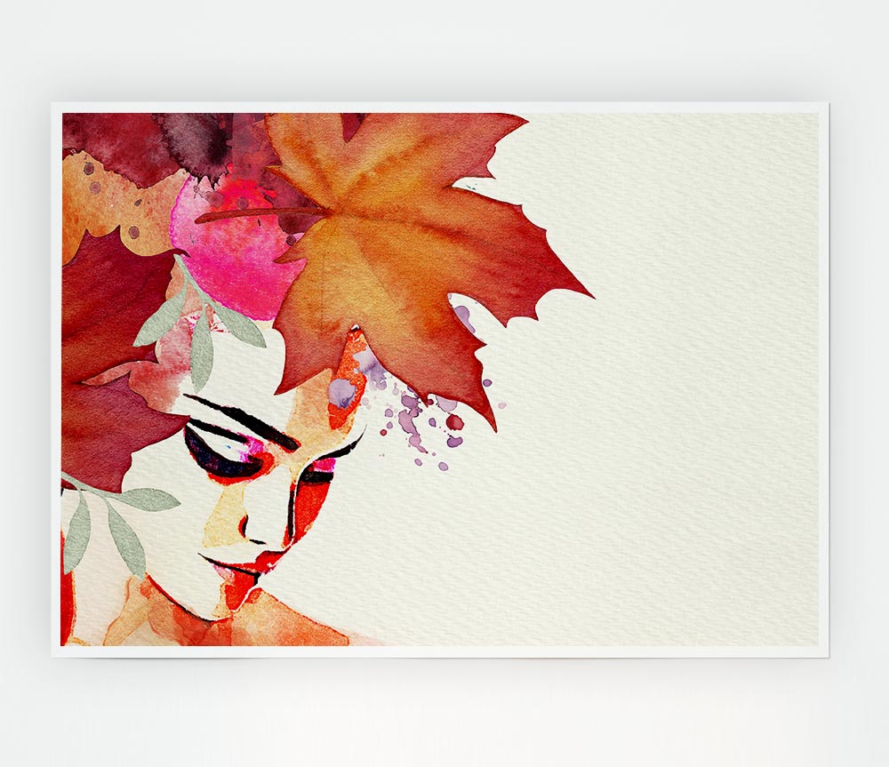 Autumn Leaf Woman Print Poster Wall Art