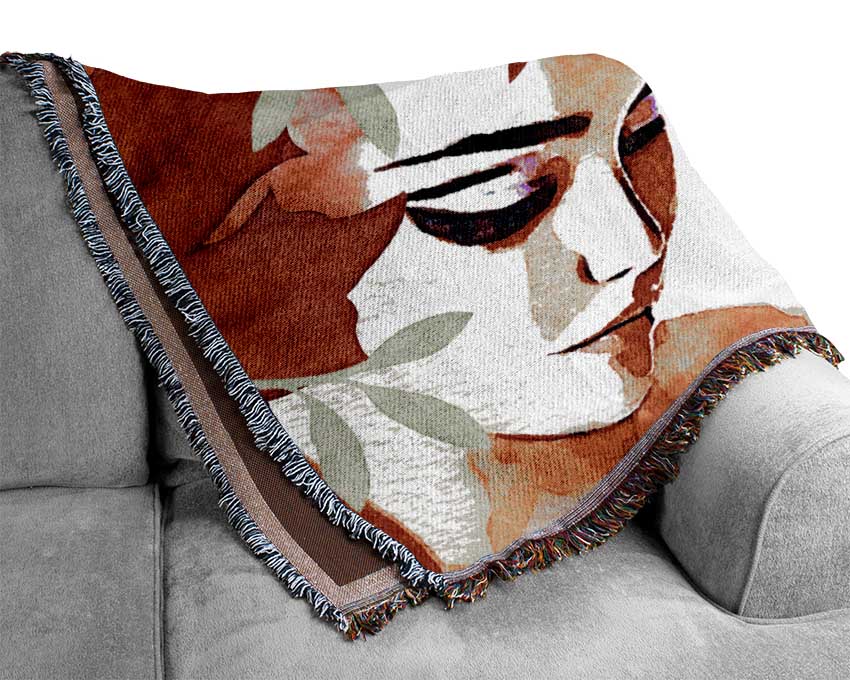 Autumn Leaf Woman Woven Blanket