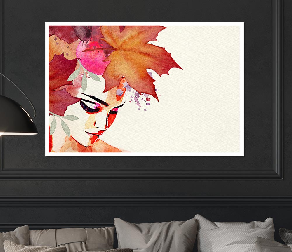 Autumn Leaf Woman Print Poster Wall Art