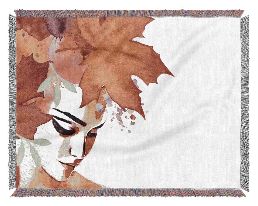 Autumn Leaf Woman Woven Blanket