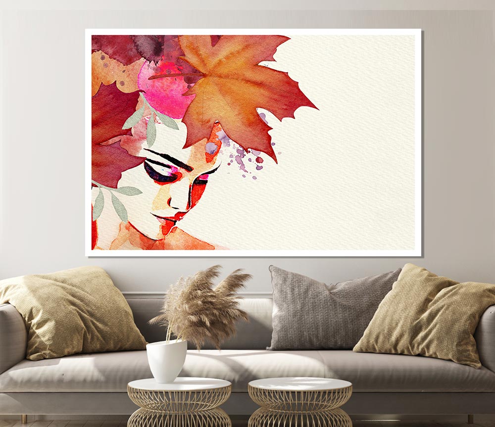 Autumn Leaf Woman Print Poster Wall Art