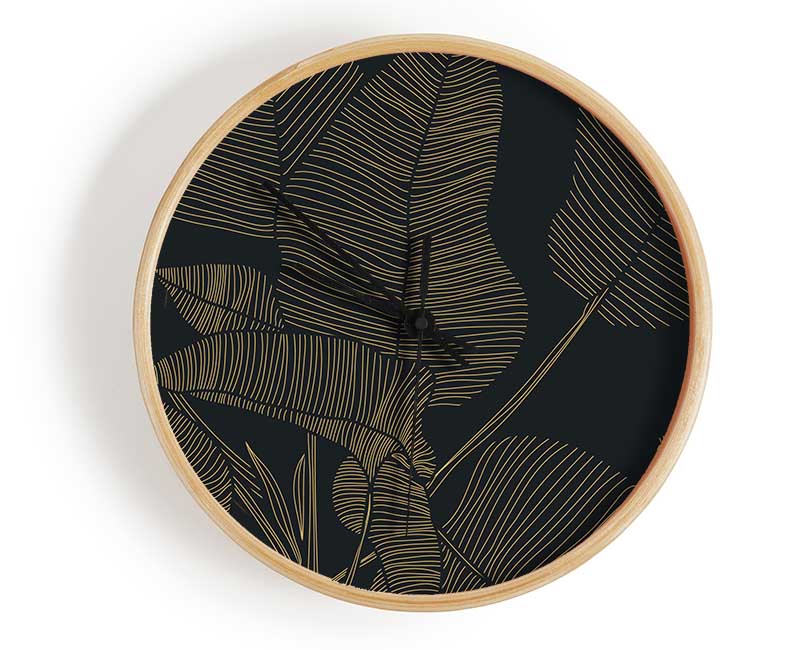 The Gold Lined Leaf Clock - Wallart-Direct UK