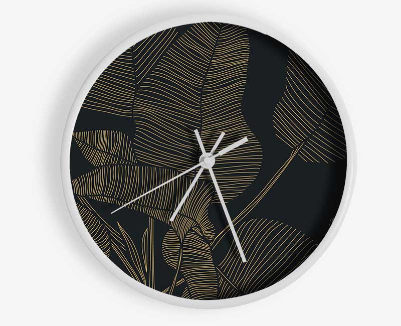 The Gold Lined Leaf Clock - Wallart-Direct UK