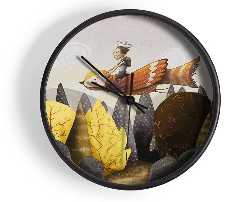 Riding Bird Through The Woodlands Clock - Wallart-Direct UK