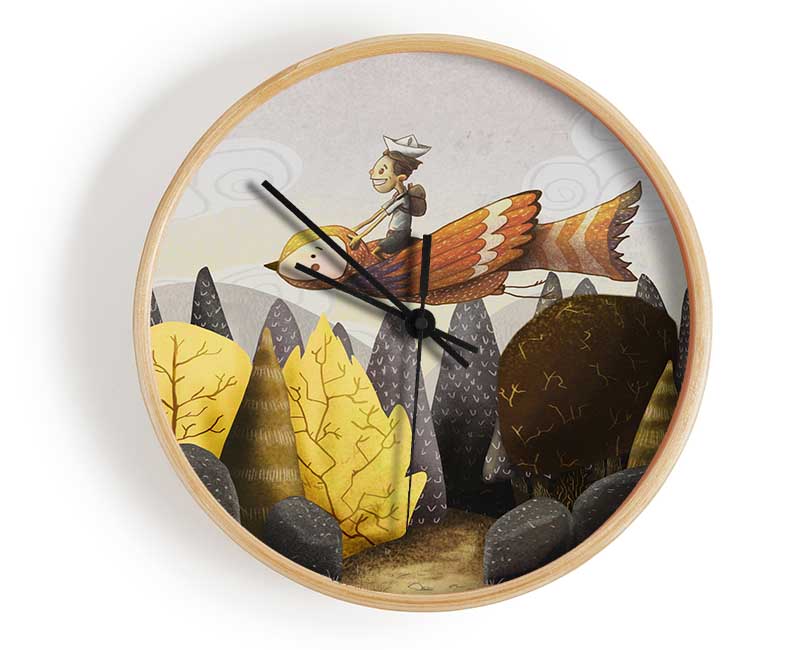 Riding Bird Through The Woodlands Clock - Wallart-Direct UK