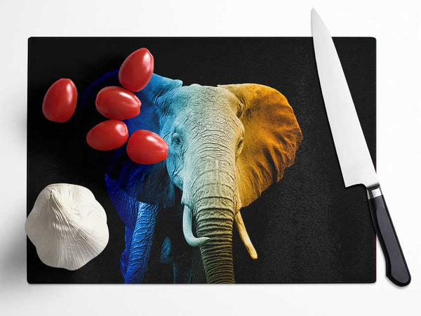 Tri Coloured Elephant Glass Chopping Board