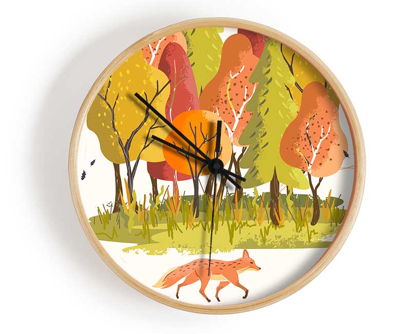 Fox In The Woodland Clock - Wallart-Direct UK