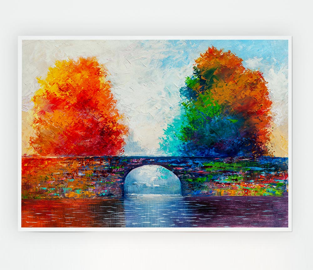 The Bridge Between Woodland Worlds Print Poster Wall Art