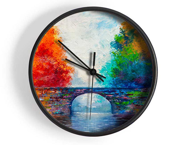 The Bridge Between Woodland Worlds Clock - Wallart-Direct UK