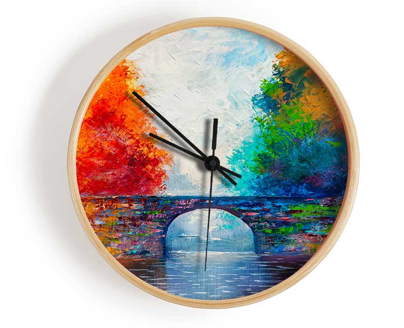 The Bridge Between Woodland Worlds Clock - Wallart-Direct UK