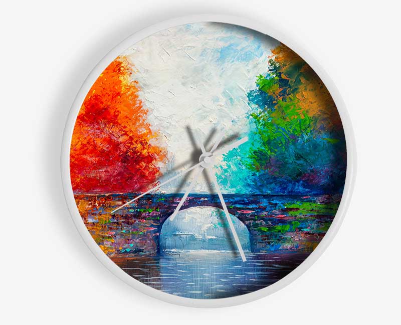 The Bridge Between Woodland Worlds Clock - Wallart-Direct UK