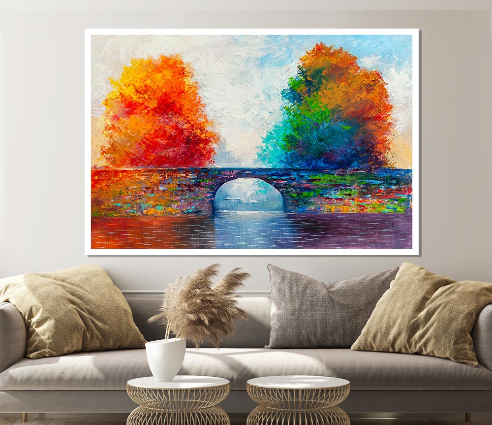 The Bridge Between Woodland Worlds Print Poster Wall Art