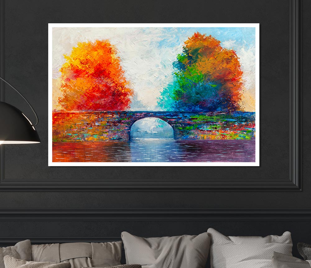 The Bridge Between Woodland Worlds Print Poster Wall Art