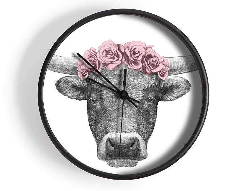 Rose Bull Head Clock - Wallart-Direct UK