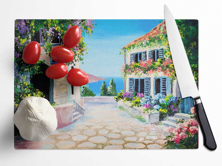 Italy By The Sea Glass Chopping Board