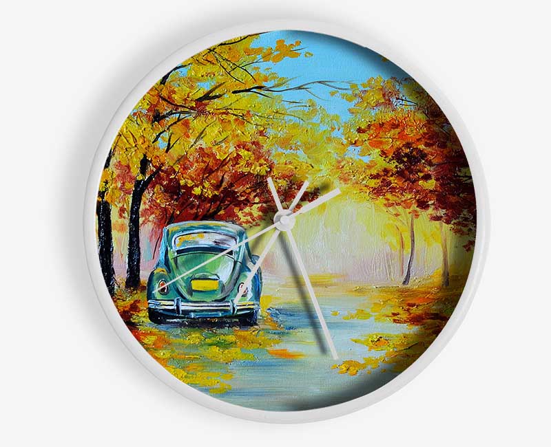 Vw Beatle In Autumn Clock - Wallart-Direct UK