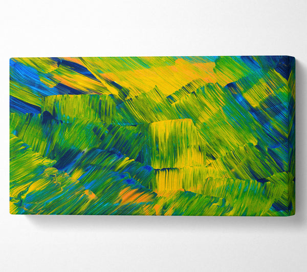 Green On Yellow Flat Brush Trokes