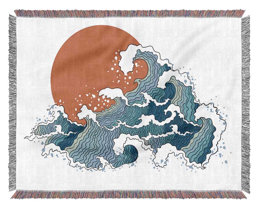 Crashing Waters Under The Sun Woven Blanket