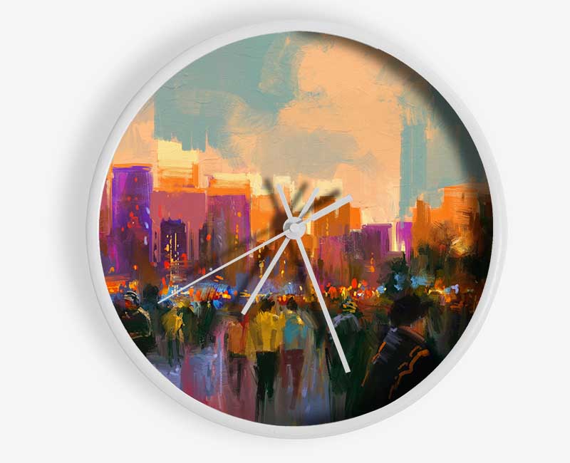 Crowds In The Streets Clock - Wallart-Direct UK