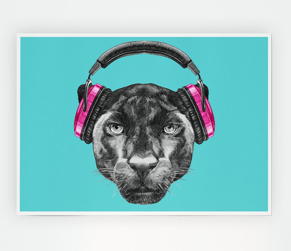 Headphone Jaguar Dj Print Poster Wall Art