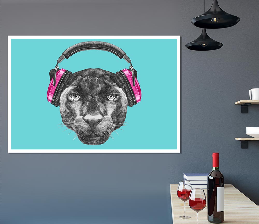 Headphone Jaguar Dj Print Poster Wall Art