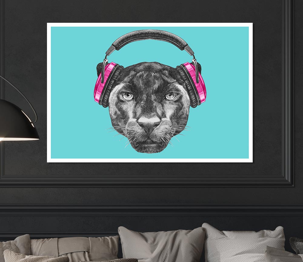 Headphone Jaguar Dj Print Poster Wall Art