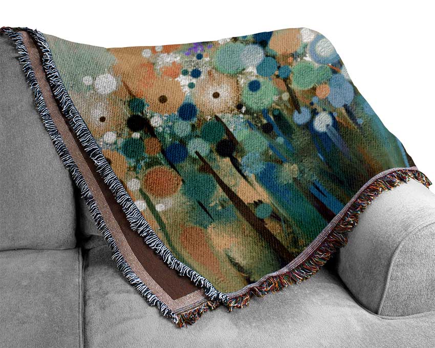 The Turquoise Wonder Flowers Woven Blanket