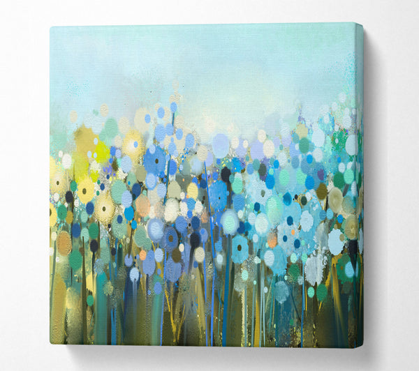 A Square Canvas Print Showing The Turquoise Wonder Flowers Square Wall Art