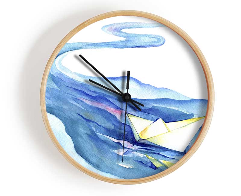 Paper Boat Down The Stream Clock - Wallart-Direct UK