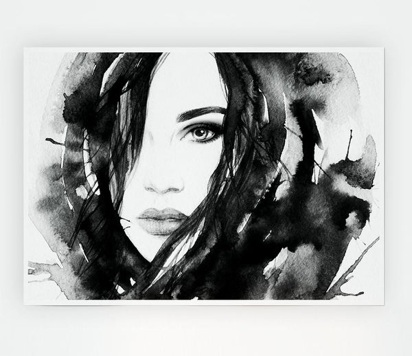 Black And White Watercolour Face Print Poster Wall Art