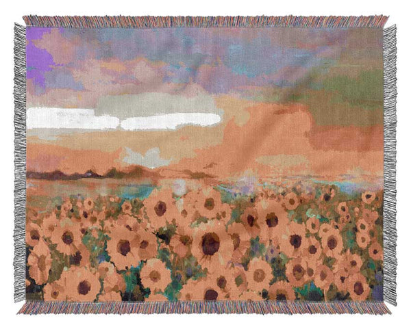 Pastel Sunflower Sunset Woven Blanket