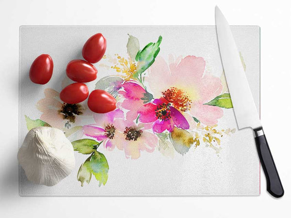 The Watercolour Flower Paint Glass Chopping Board