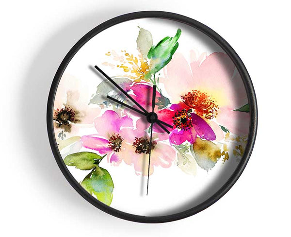 The Watercolour Flower Paint Clock - Wallart-Direct UK