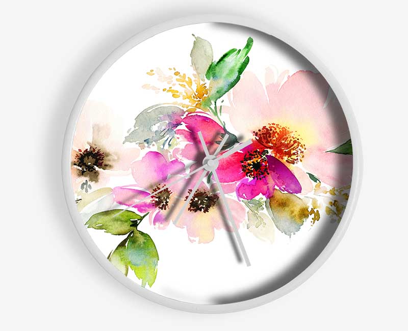 The Watercolour Flower Paint Clock - Wallart-Direct UK