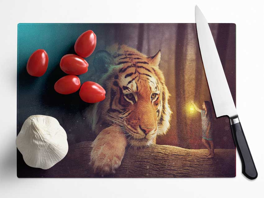 Visiting The Tiger Woman Glass Chopping Board