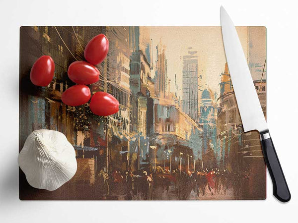 The Busy Street Rumble Glass Chopping Board