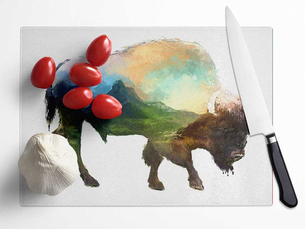 The Bison Of The Universe Glass Chopping Board