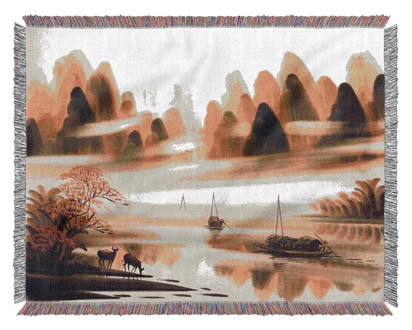 The Valley Of Deer View Woven Blanket