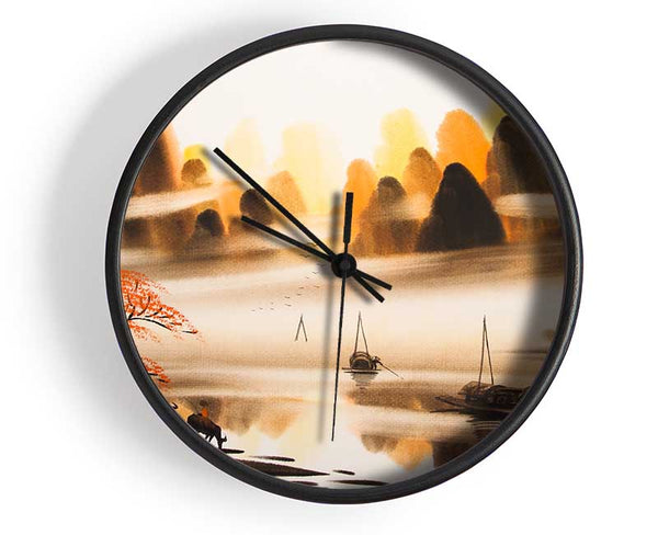 The Valley Of Deer View Clock - Wallart-Direct UK