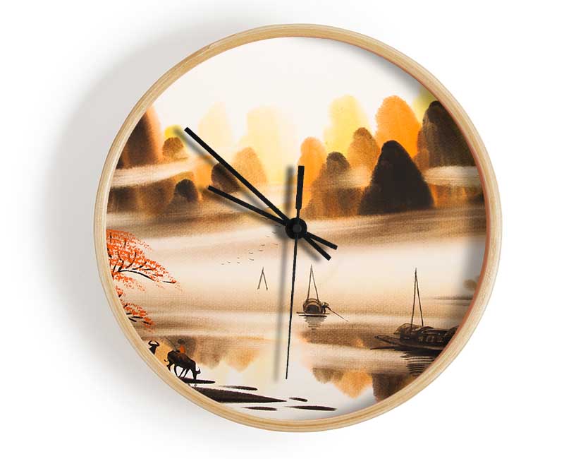 The Valley Of Deer View Clock - Wallart-Direct UK