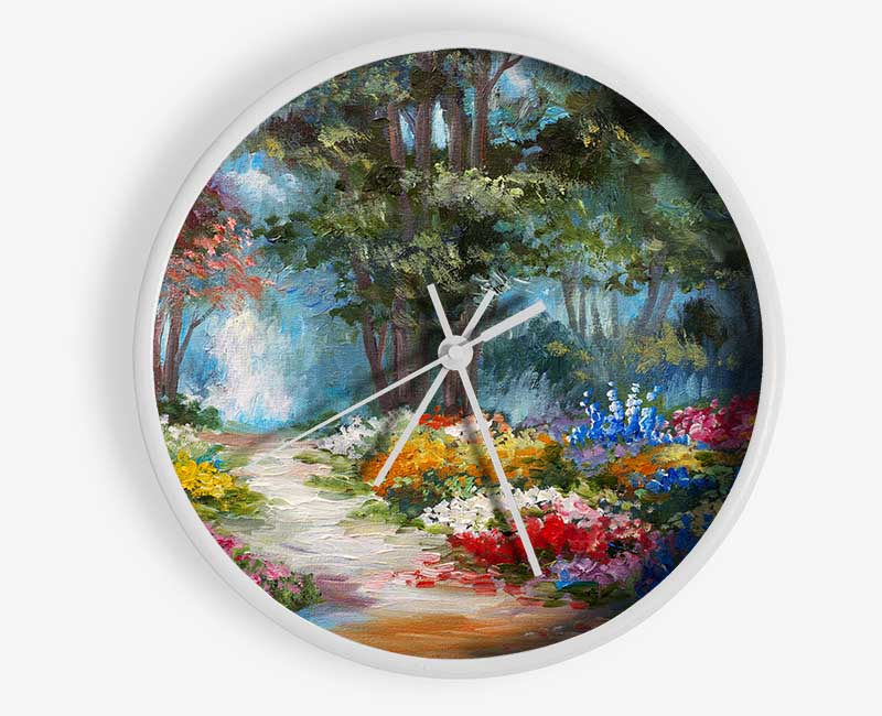 Flowers Leading Into The Forest Clock - Wallart-Direct UK