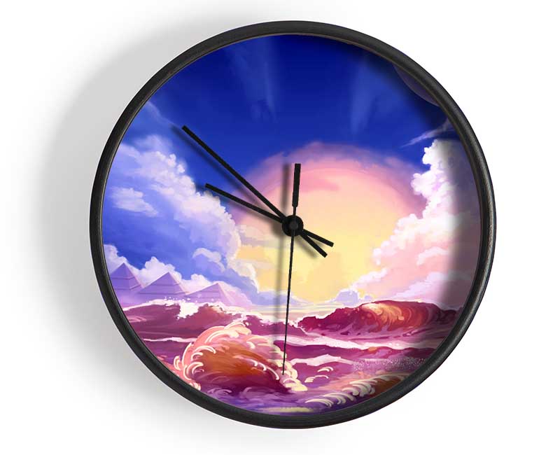 Sunset Over The Ocean Crash Clock - Wallart-Direct UK