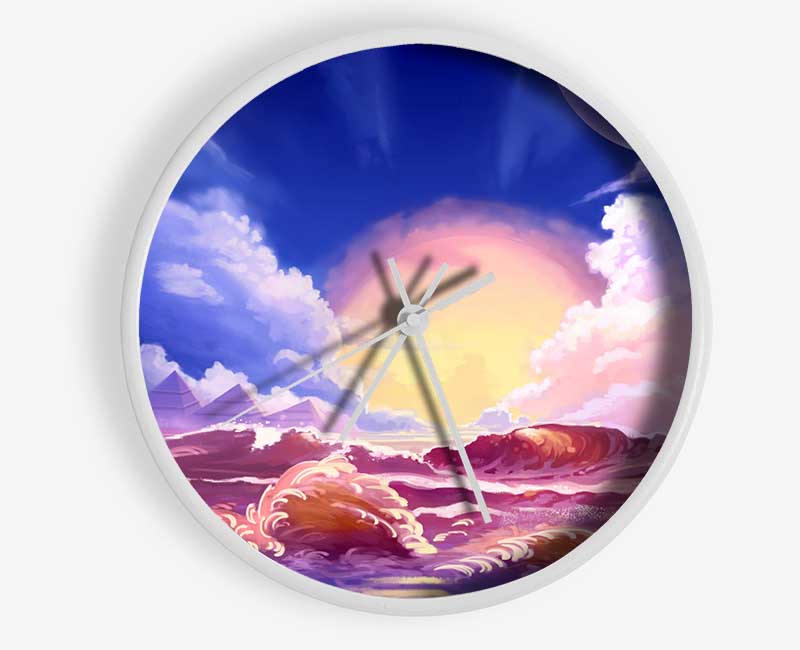 Sunset Over The Ocean Crash Clock - Wallart-Direct UK