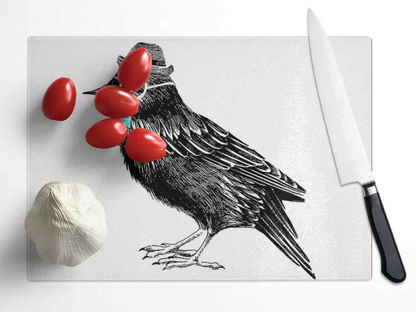 Hipster Crow Glass Chopping Board