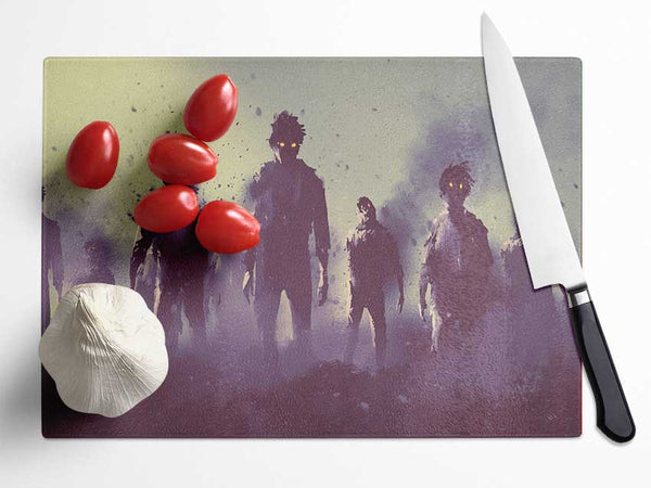 The Ghostly Zombie Horde Glass Chopping Board