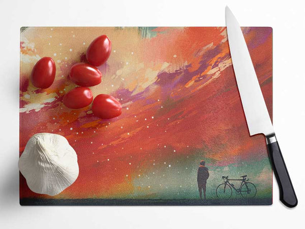 The Peach Universe Glass Chopping Board