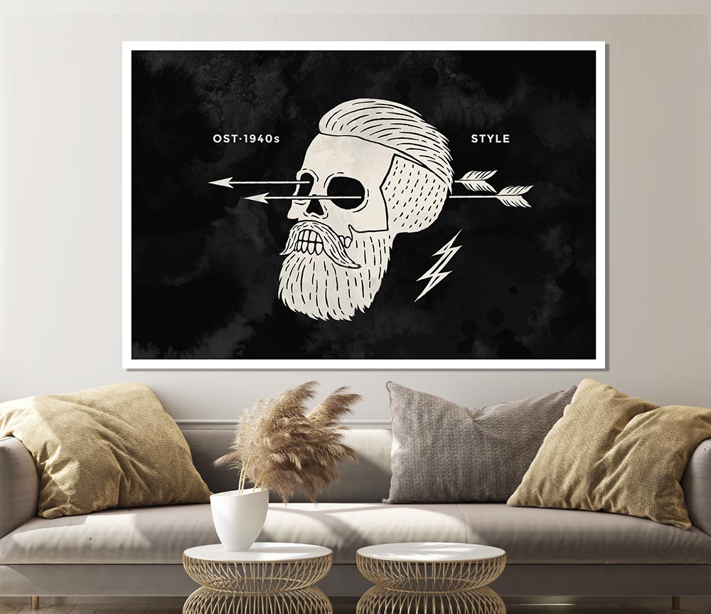 The Hipster Skull Print Poster Wall Art